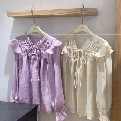 Ruffle Daydream Tie-Neck Blouse