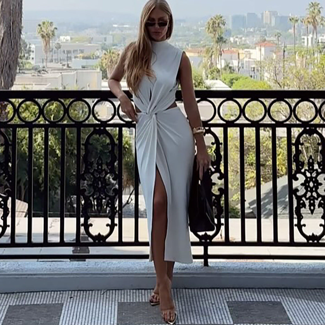 Midnight Muse Cutout Twist-Front Dress