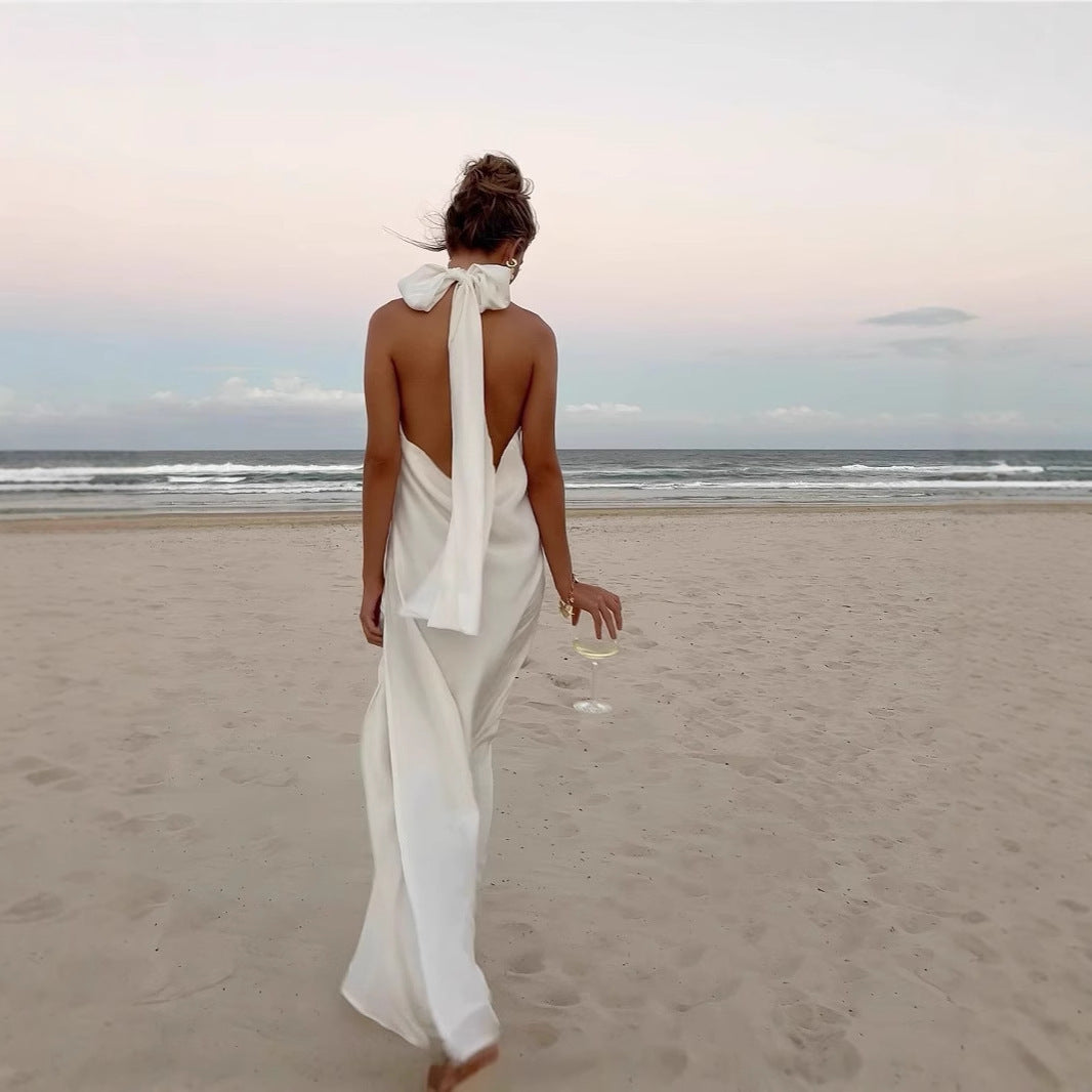 Whispers of Lace Halter Maxi Dress