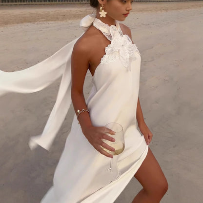 Whispers of Lace Halter Maxi Dress