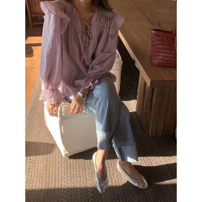 Ruffle Daydream Tie-Neck Blouse