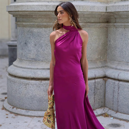 Elegant One-Shoulder Satin Evening Gown