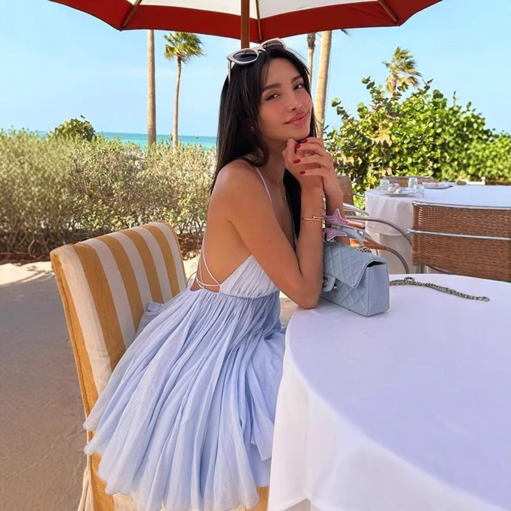 Plunge V-Neck Spaghetti Strap Mini Dress – Resort Breeze