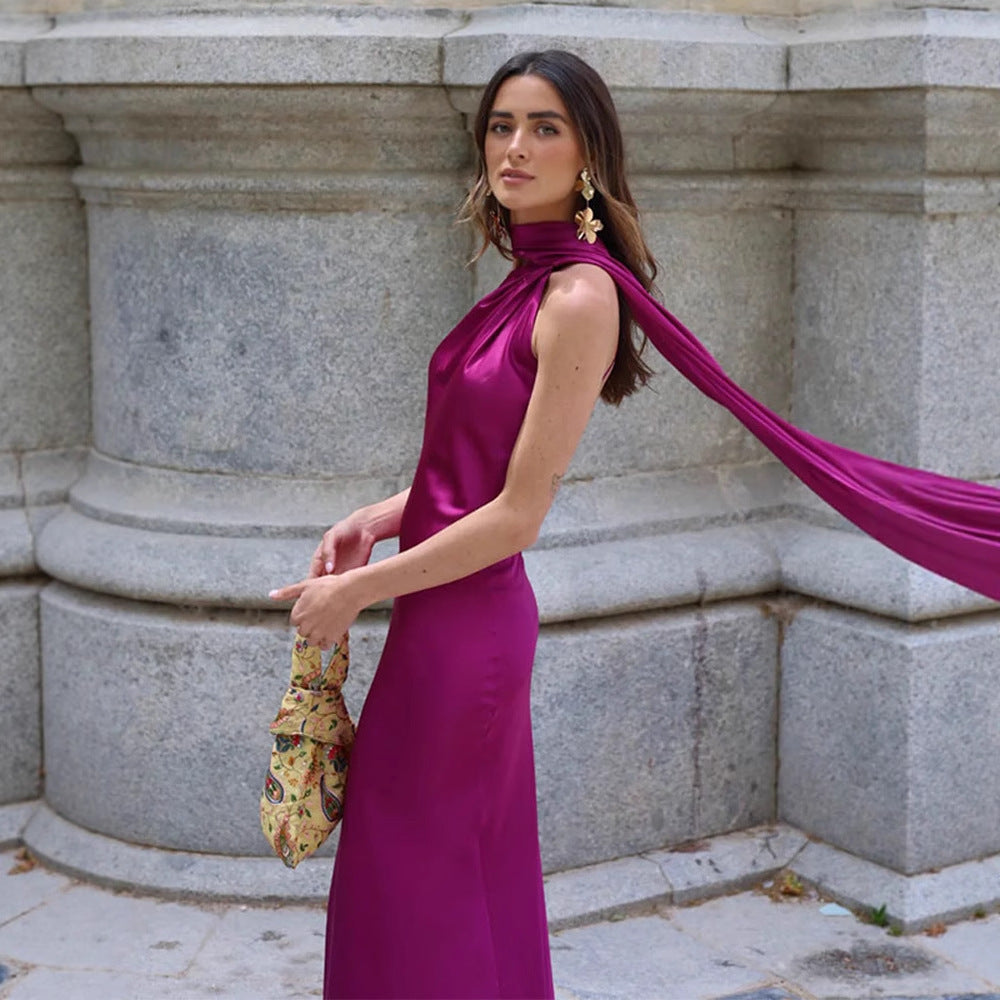 Elegant One-Shoulder Satin Evening Gown