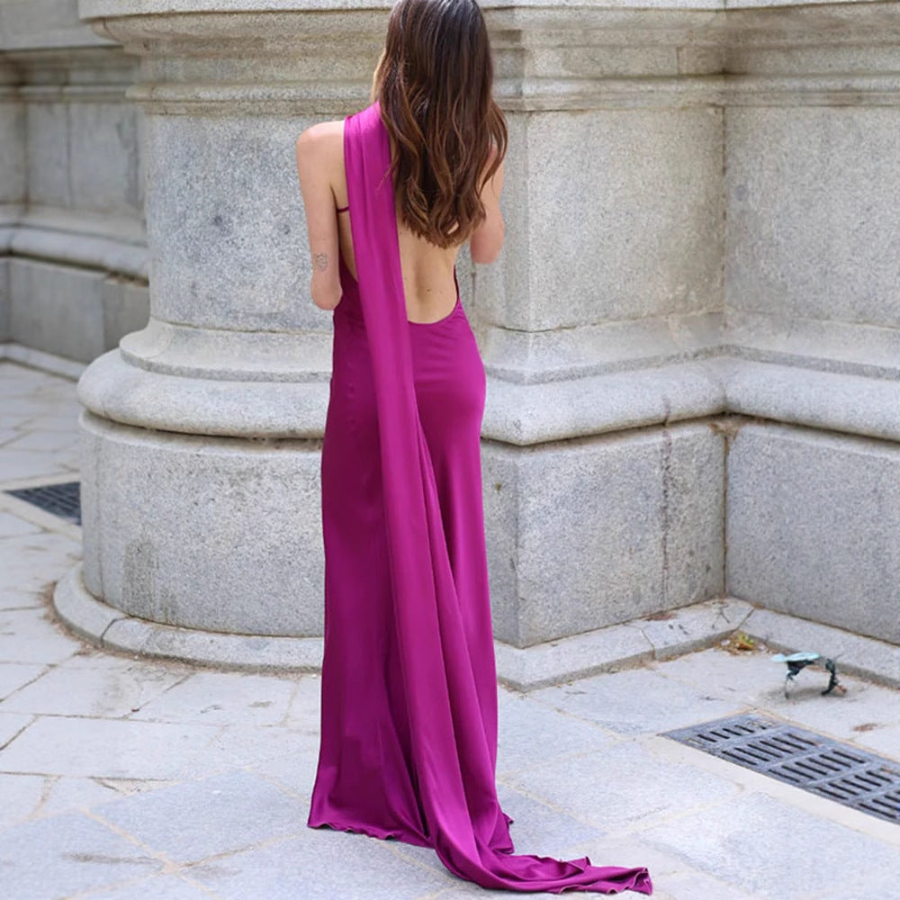 Elegant One-Shoulder Satin Evening Gown