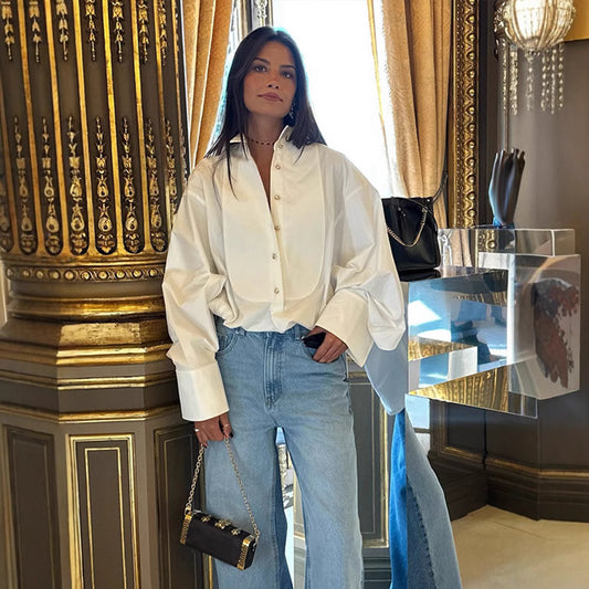 Structured Oversized Poplin Shirt – Statement Cuff